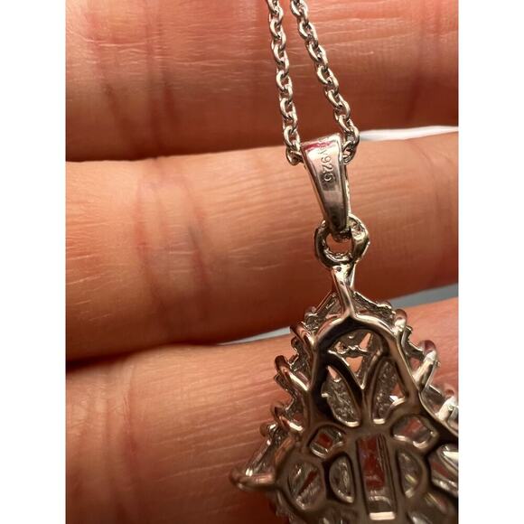 Swarovski zirconia rhodium over sterling silver pendant and chain necklace - Picture 8 of 11